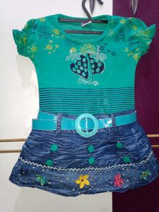 1-2 YrSea Green Midi With Jacket And Belt