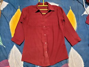 Burgundy 3/4 Sleeve Shirt