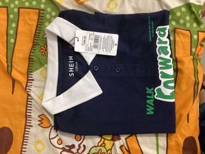 Shein Navy oversized Graphic Print Polo T-Shirt