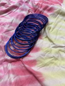 Blue Metal Bangles (Set of 12)