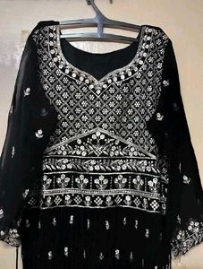 Women&#39;s Sequined Black Kurta Pajama with Dupatta