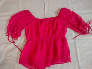 Pink Peplum Top For Women