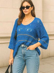 Pinterest Blue Knit Top C