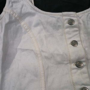 White Button Crop Top corset