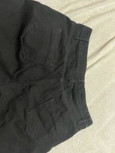 Black Denim Wide Leg Jeans