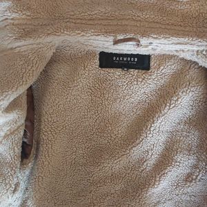 Tan Genuine Suede Leather Sherpa Jacket