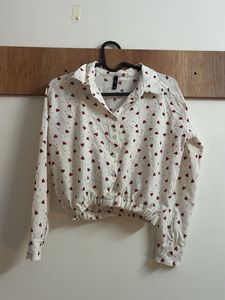 Heart Print Long Sleeve Top