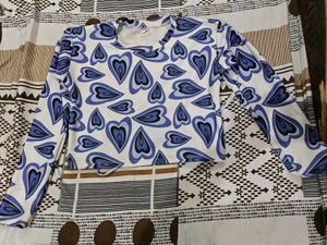 heart Patterned Crop Top