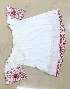 Embroidered Off-Shoulder Top