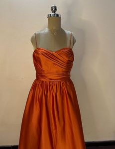 Rust orange Slip Dress With Cancan Layer