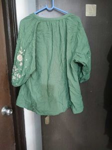 UTSA by Westside Elegant Green Embroidered Top