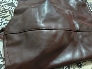 Brown Faux Leather Corset Top