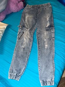 Distressed Cargo Jeans