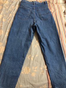Stretchable Straight Fit High Waist Blue Jeans