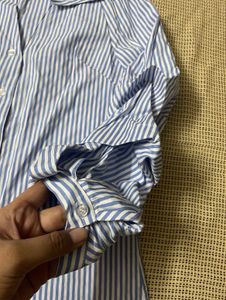 SHEIN Unity Off Shoulder Striped Buttoned Shirt