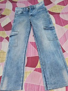 Light Wash Cargo Jeans