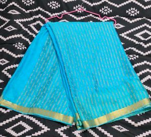Gold And Blue Saree