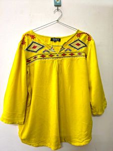 Embroidered Yellow Top