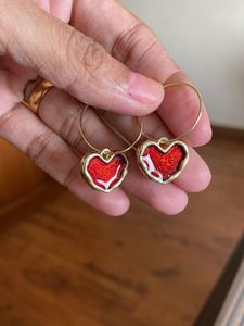Heart Hoop Earrings 🍓