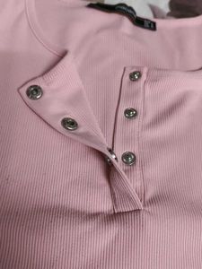 Madame Solid Dusty Pink Round Neck Top