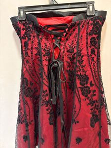 Elegant Red &amp; Black Corset Mini Dress