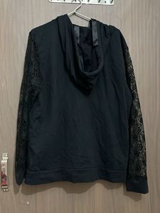 DEFACTO BRANDED COTTON JACKET Lace Sleeve Hoodie