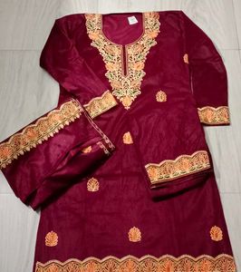 Brand New Velvet Kurta Pant Shawl Set