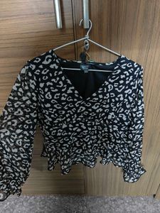 Black And White Peplum Top
