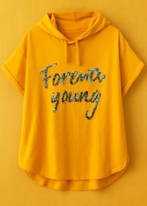 🧡💛Sequins Forever Young Hoodie Tee