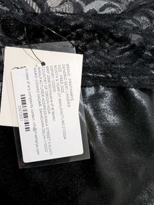 Faux Leather Stockings With Lace Trim