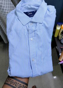 Blue White Lining Shirt Size-M