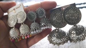 Silver Jhumka Earrings