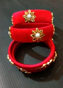 Red  Color Kundan Stone Bengal Set