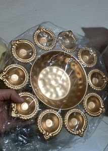 Brass &amp; Metal Flower Shape Diya