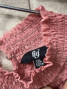 Elegant Pink High Neck Net top with undershirt