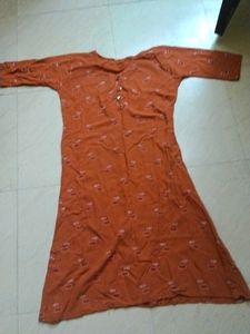 Orange Printed Kurta