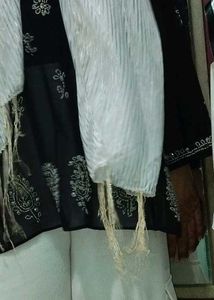 Striped Throw Scarfwith Fringed Edges