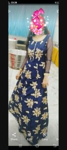 blue &amp; golden  colour gown