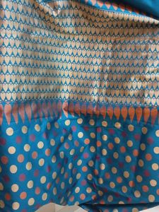 Uppada Pattu Teal Blue Saree with Gold Detail