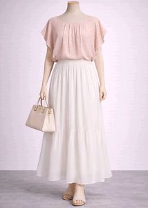 Pink Dotted Flutter Sleeve Top