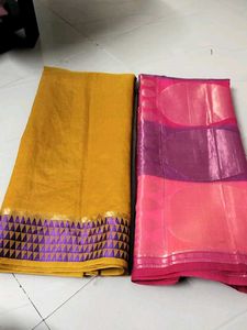 Combo Of 2 Elegant Pink &amp; Gold Saree