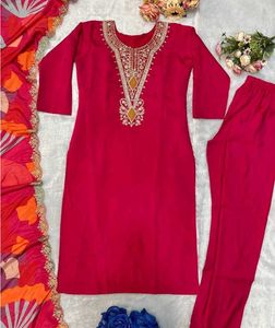 Pink Embroidered Kurta set