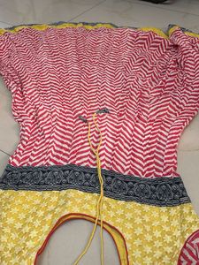 Red &amp; White Printed Kurta