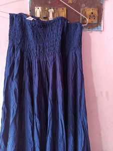 Navy Blue Elastic Skirt Palazza