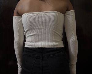 Off-shoulder Ribbed Top