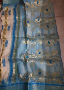 Exclusive Blue,  Off-white Tant Benarasi Saree