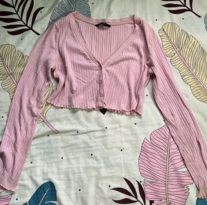 Pink Ribbed Crop Top