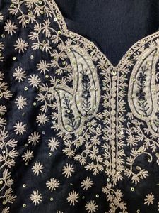 Black Embroidered Kurti Top