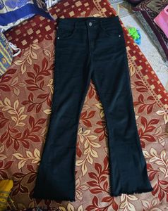 Black Flared Denim Jeans