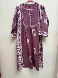 Purple Patterned Kurta Set